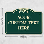 Custom Decorative Sign, Personalized Metal Sign for Business, Driveway, Home, Airbnb, Office Door Plaque, Green Background Sign 7x10 Inches, ACM, Fade Resistant, Made in USA by Sigo Signs