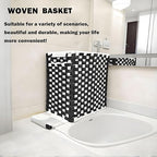 Fozxsvg Black Woven Wicker 3.5 Gallon Fabric Trash Can, Storage Baskets, Waterproof Cute Waste Basket, Decorative Trash Bin for Bedroom, Office, Living Room, Kitchen