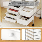 Giantex 15 Drawer Rolling Cart with Drawers, Storage Organizer Cart for Classroom Office School Teacher, Mobile Drawer Cart for Tools, Crafts, Small Printer, Ivory