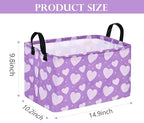 FUULOXE Rectangular Valentines Basket Storage Bin for Shelves Girls Gifts Baskets Foldable Box with Handles for Home Office Car Dormroom Valentine's Day Party Supplies