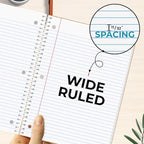 Rosmonde 5 Subject Notebook Wide Ruled, 6 Pack, 300 Pages (150 Sheets), 8 x 10-1/2", 5 Subject Spiral Notebook with Dividers, Thick Paper Fights Ink Bleed, 3 Hole Punched, Spiral Notebooks for School