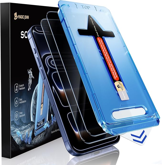 MAGIC JOHN 2 Pack for iPhone 17 Pro [6.3] inch Privacy Glass Screen Protector, Auto Dust-Elimination, Bubble Free, Easy Installation, 17pro 6.3''