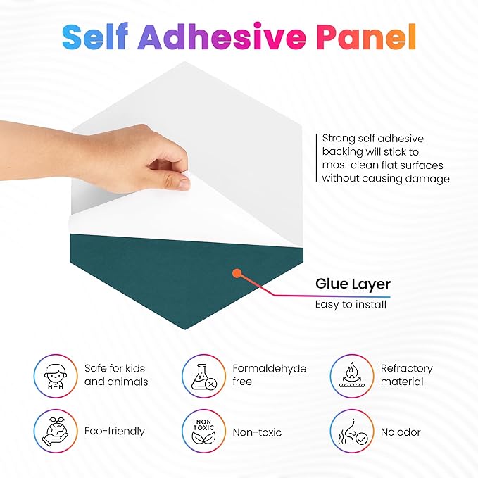 Self-Adhesive Acoustic Panels, 12 Pack Hexagon Sound Proof Foam Panels for Walls, High Density Noise Dampening Panels, 14"x 12"x 0.4" Sound Absorbing Panel for Home Studio Office-Dark Green