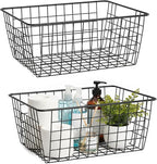 HDYOUDO Metal Black Large Wire Basket Food Storage Organizer,pantry organizers and storage for Organizing Kitchen Cabinets potato onion, 2 Pack