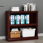 Bevfint 30" Bookcase, White Floor Standing Bookshelf, 2-Tier Display Shelves Open Storage Organizer, Book Case for Living Room Hallway Kitchen Home Office Bedroom, Mahogany 2 Tiers
