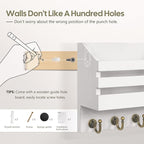 FifthQuarter Key Holder Wall Mount: Key and Mail Holder for Wall with 6 Hooks and Storage Drawer, Easy Installation Key Rack for Entryway Home Decor (A-White)