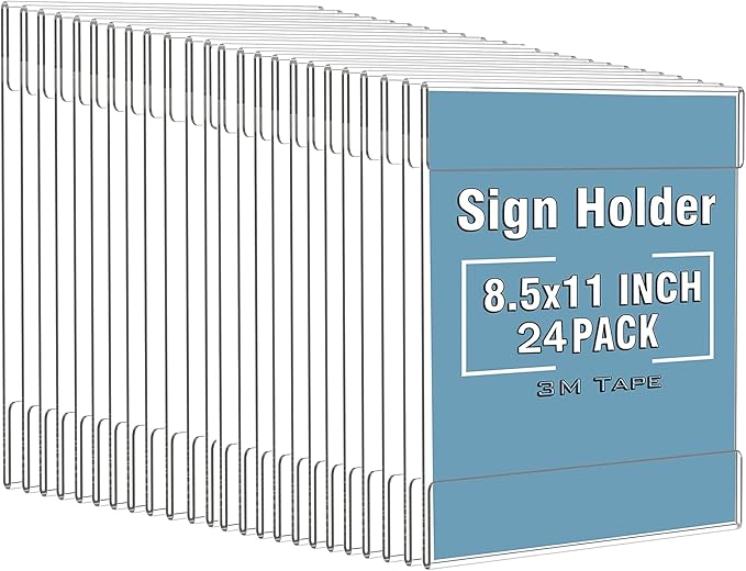 Dingelex 24 Pack Wall Mount Signs 8.5 x 11, Clear Plastic Picture Frames Bonus with Double Sided Tape, Perfect for Home, Office, Store - Vertical
