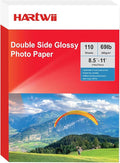 HARtwii 110 Sheets Thick Double Side Glossy Photo Paper 8.5x11 Inches 69lbs for Inkjet Printers and Dye Ink 260Gsm Suitable for Inkjet Printing Printer