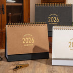 Small Desk Calendar 2026, Standing Flip Desktop Calendar from Now to Dec 2026 - Metal Ring Twin-Wire Binding Monthly Desktop Calendar for Home Office School (kraft paper color)