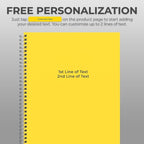 Custom Spiral Notebook Journals with a Yellow Colored Cover - 6 Pack of 8.5" x 11" – College Ruled, Hard Cover, 50 Sheets Per Book – For Journaling, Office, School Supplies, etc.