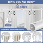 AKTOP Room Divider, No Drilling Curtain Tension Rods Wall Divider for Room Separation, 4-10ft(H) 30-147"(W) Adjustable, Heavy Duty Floor to Ceiling Space Separator Privacy Dividers for Rooms, White