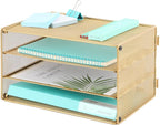 EASEPRES Paper Organizer Tray, 3 Tier Mesh Desk File Organizer Letter Sorter Holder for Home Office, Gold