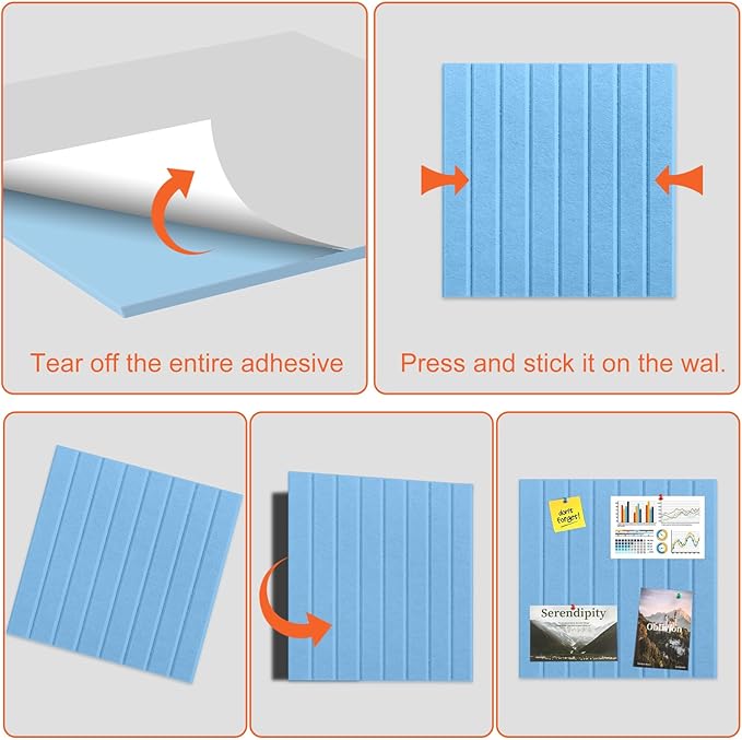 Cork Boards for Walls 48" x 36" Felt Board Alternative, 12 Pack Felt Wall Tiles Bulletin Board, Large Cork Board for Office Pin Board Tack Board Cork Boards