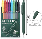 Piochoo Gel Pens,8 Pcs Black Ink Pens for Women, 0.5mm Fine Point Smooth Writing, High-End Series Retractable Pen for Journaling Note Taking Sketching No Bleed for Women Girls Nurse Teacher