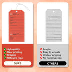 100 Pack Red Repair Tags with Wire Rope Service Repair Tags Numbered with Wire Durable 2.6 x 5.25 Inch Labels for Production Equipment Maintenance Price Notice (100, Red, 2.6x5.25in)