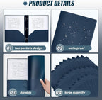 Lincia 100 Pcs Plastic Folders with Pockets and Prong Folders with Prongs 2 Pockets for Office, School for Students, Teachers, Office Workers(Navy Blue)