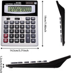 YEBMoo 12 Digit Desktop Calculator with Large LCD Display and Sensitive Button, Dual Solar Power and Battery, Standard Function for Office (YE1200v)
