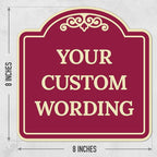 Custom Decorative Sign, Personalized Metal Sign for Business, Driveway, Home, Airbnb, Office Door Plaque,Burgundy Background Sign, 8x8 Inches, ACM, Fade Resistant, Made in USA by Sigo Signs