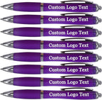 HEYZARDA Personalized Pens with Name Custom Text Logo Retractable Customized Ballpoint Pens for Church Office Business 100 Pcs, Purple