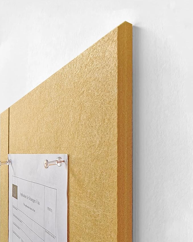 DECORITA Felt Wall Tiles | Large Cork Board Alternative | Aesthetic Felt Bulletin Board for Office, Home & Classroom | Large Cork Boards for Walls Pinboard (12-Pack) | Mustard