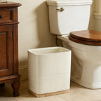 Polytree Bathroom Trash Can 1.8 Gallon(7 Liter) Small Kitchen Garbage Can,Decor Wastebasket for Bedroom Office,Resin Hand-Carved Leather Beige