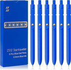 UIXJODO Blue Pens, 6 Pcs Blue Ink Pens Fine Point Smooth Writing Pens, 0.5mm Colored Ink Gel Pens for Journaling Note Taking, School Supplies Gifts for Women (6 Pcs Gold Blue - Blue Ink)