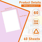 Guakicae 60 Sheets White Cardstock 5 x 7 Thick Paper, 300gsm/110lb Heavyweight Flat Card Stock Printer Paper for DIY Card Making, Wedding Invitations, Thank You Cards, Postcards, Menus