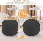 MeMoreCool Round Pouf Ottoman – 20x20x15 Inch Stuffed Footrest with Foam Filling, Dark Grey Small Circle Footstool for Living Room | Soft Teddy Fleece Cover | Washable Compact Floor Pouf