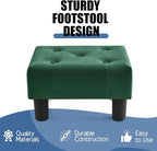 BRIAN & DANY Small Foot Stool, Velvet Foot Stools with Legs, Stable Small Footstool for Living Room, Green