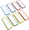Availey 48 Pieces (3.2 x 1.2) - Colored Border Magnetic Dry Erase Labels - Reusable Strips for Classroom Home Office Garage Refrigerator Blank Writable Erasable Cards Name Tags Students Locker Shelf