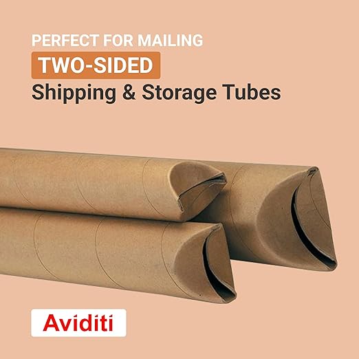 AVIDITI Cardboard Tubes with Foldable Ends, 24"L x 2"W x 2"H, Pack of 50 | Poster Tube for Mailing And Storage of Blueprints, Artwork, Crafts, Long Art Holder, 24 inches