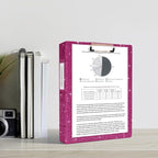 Ospelelf 3 Ring Binder 1 Inch, Vintage Leather Clipboard Binders, Binder Organizer Dividers with Tabs for Letter Size, Professional Office Portfolio, Glitter Pink