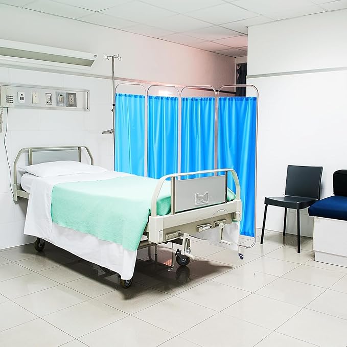Portable Medical Privacy Screen, Medical Privacy Screen on Wheels, Rolling Medical Room Divider for Hospitals Clinics Bedrooms Beauty Salon (Blue, 3 Panel)