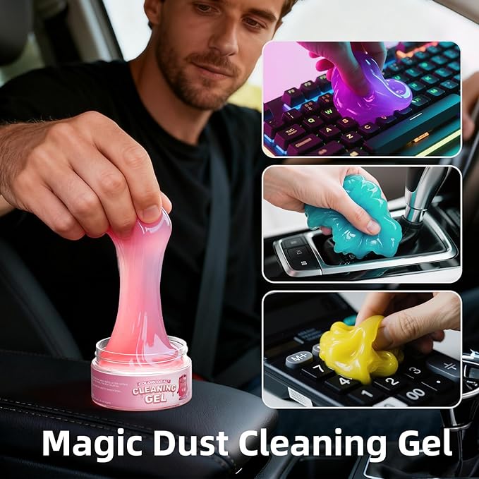 Car Cleaning Gel Reusable 4Pack - Dust Cleaning Putty Keyboard Slime for Car Interior Air Vent Cleaner, Auto Detailing Tools Accessories, Dust Remover Gifts for Men Women,Cleanings Gadgets,400g