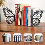 Personalized Butterfly Decorative Book Ends, Heavy Duty Bookends for Shelves, Non-Slip Book Stopper, Metal Modern Bookshelf Decor for Home Office Study Room, Gifts for Readers Color01