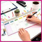 MOSA BEAR Undated Weekly Planner, 60-Week Horizontal Layout Desk Planner Daily To-Do List Pad for Office, Home & School Professionals & Students, Rose Red(5.4" x 12")