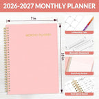 SUNEE 2026-2027 Planner - 24 Months (Jan 2026 - Dec 2027) - 7"x10" Monthly Spreads & Yearly Planner, Pink