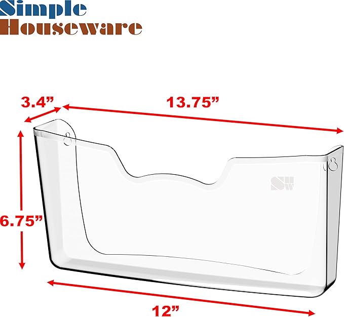 Simple Houseware Clear Wall Mount Pocket Document Organizer for Hanging File Holder