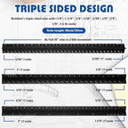 Macarrie 10 Pcs Architectural Scale Triangular Ruler 12" Architect Engineers Scale Ruler Set Aluminum Metal Ruler with Imperial Measurements for Architect Student Draftsman Engineer (Black)