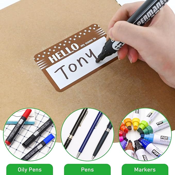L LIKED Name Tags Stickers 600 Assorted Name Tags for Clothes with Colorful Border No Residue
