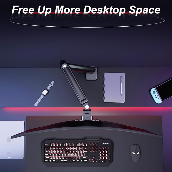 Fydeamer Monitor Arm for 17-35" Screens up to 24.2 lbs, Ergonomic Gas Spring Monitor Stand with Height Adjust, Tilt, Swivel & Cable Management, VESA Desk Mount with 2 Types of Installation, Black