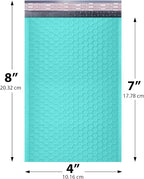 MAILERVIEW Teal Small Bubble Mailers 4x8 Inch #000 | Thick Padded Poly Bubble Mailer Envelopes | 500 Pack Bulk | Trading Card Sports Card Shipping