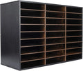 TQVAI Wood Literature Organizer, 27 Slots Hold 13500 Sheets A4 Papers, Wooden Desk File Paper Storage Organizer with Adjustable Shelves, Mailbox Cubbies for Office Home Classroom, Black/Archaize