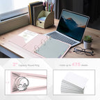 Ospelelf Vintage Hardcover 3 Ring 2 inch Leather Binder, Professional Binders Organizer Suitable for Letter Size Documents, Binder Dividers with Tabs, Rose Pink