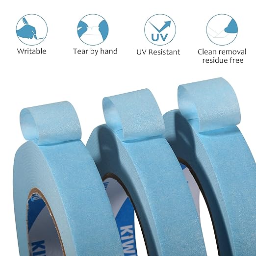 KIWIHUB Light Blue Painters Tape,1 inch x 60 Yards x 5 Rolls (300 Yards Total) - Medium Adhesive Masking Tape for Painting,Labeling,DIY Crafting,Decoration and School Projects