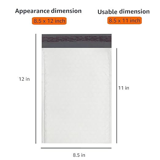 Amazon Basics Poly Bubble Mailer, 8.5" x 12" (Internal Size 8.25" x 11"), Self-Seal, 100-Pack, White/Grey