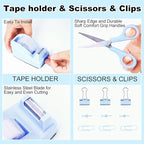 Gawsey Desk Organizers and Accessories Set with 360-Degree Rotating Pen Holder, Tape Dispenser, Stapler, Staple Remover, 1000 Staples, Tape, Clips Set, Ruler, Scissor, Pen