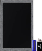 HBCY Creations Rustic Grey Wooden Magnetic Wall Chalkboard, Extra Large Size 24" x 36", Framed Decorative Chalkboard - Great for Kitchen Decor, Weddings, Restaurant Menus and More! (24" x 36")
