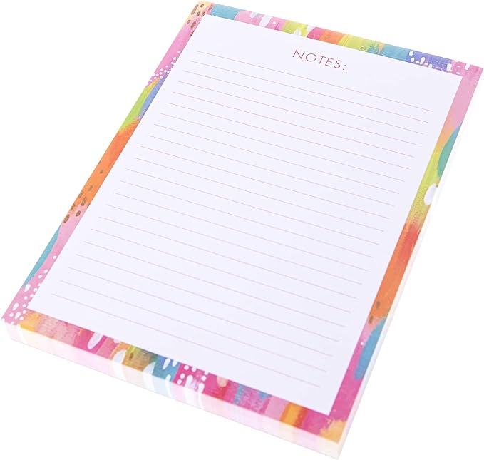 Graphique Large Notepad, Brush Strokes – 6" x 8", Cute Notepad with 150 Tear-Off Sheets, Features the Word “Notes” on Every Page – Perfect for Note Taking, List Making, and More