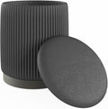 Boahaus Modern Black Suede Vanity Stool with Hidden Storage, Soft Cushioned Seat & Footrest Ottoman for Bedroom, Makeup Vanity, or Living Room – 17” Height